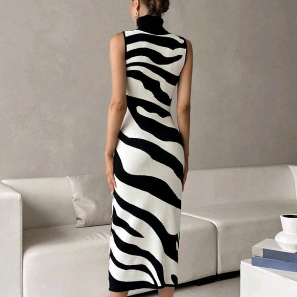 Two Tone Turtleneck Sweater Dress - Picture 2 of 6